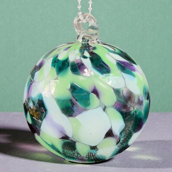 Hand Blown Studio Art Glass Orb Ornament Friendship Ball Witch Ball Multicolored - Picture 2 of 12
